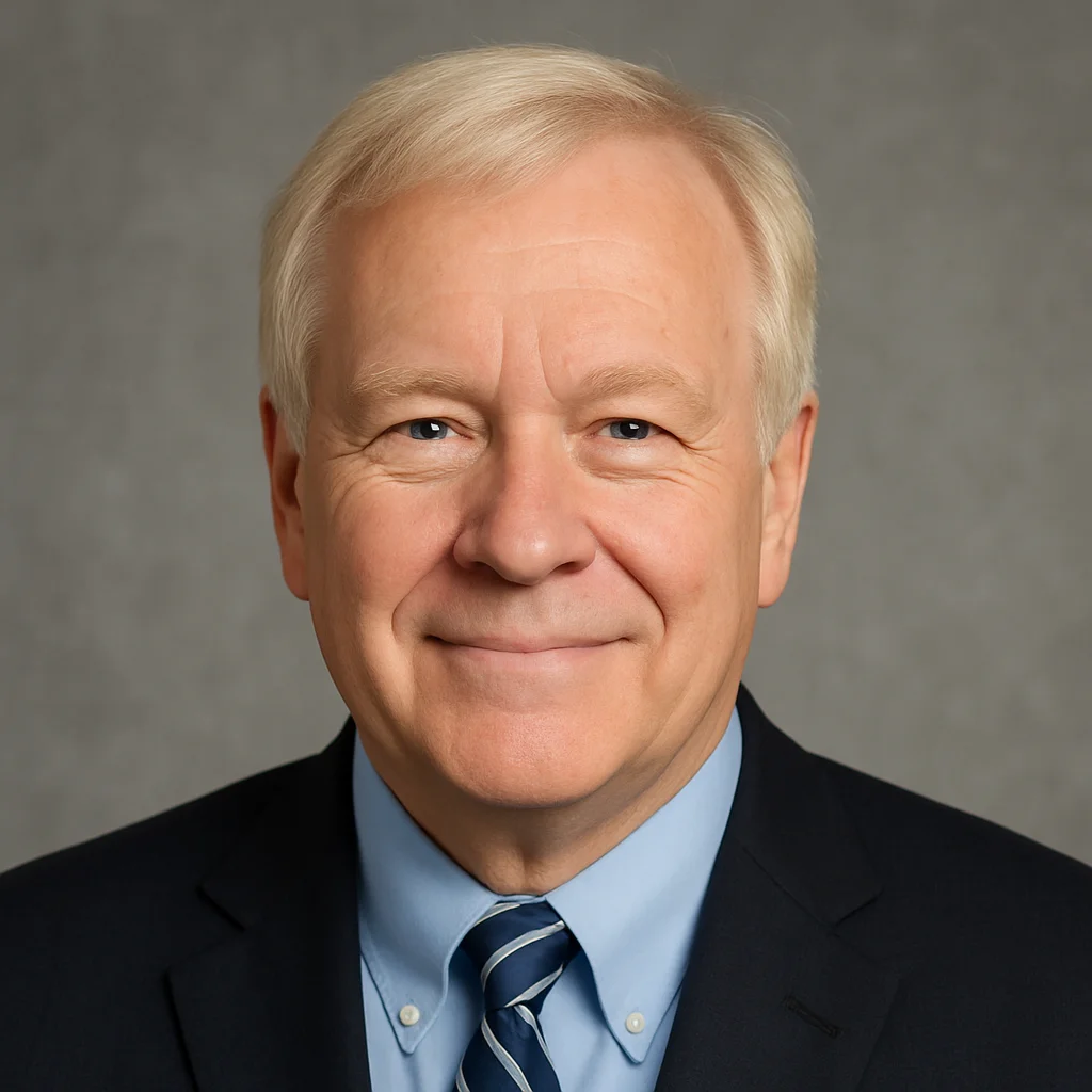 A profile photo of a smiling American businessman
