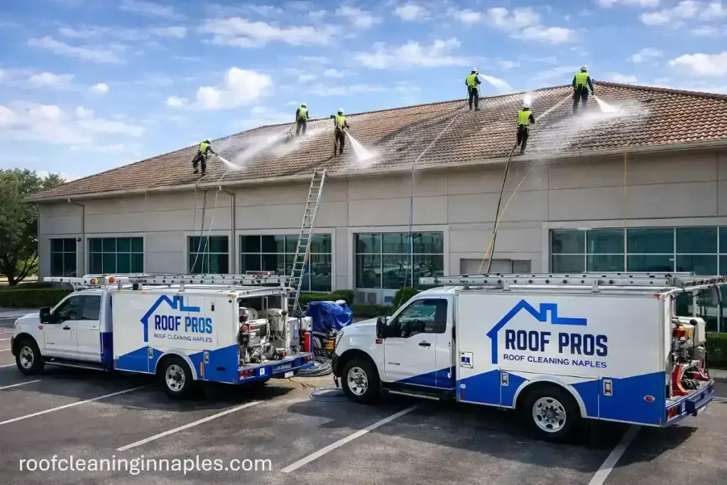 Roof Pros team serving commercial roof cleaning Naples