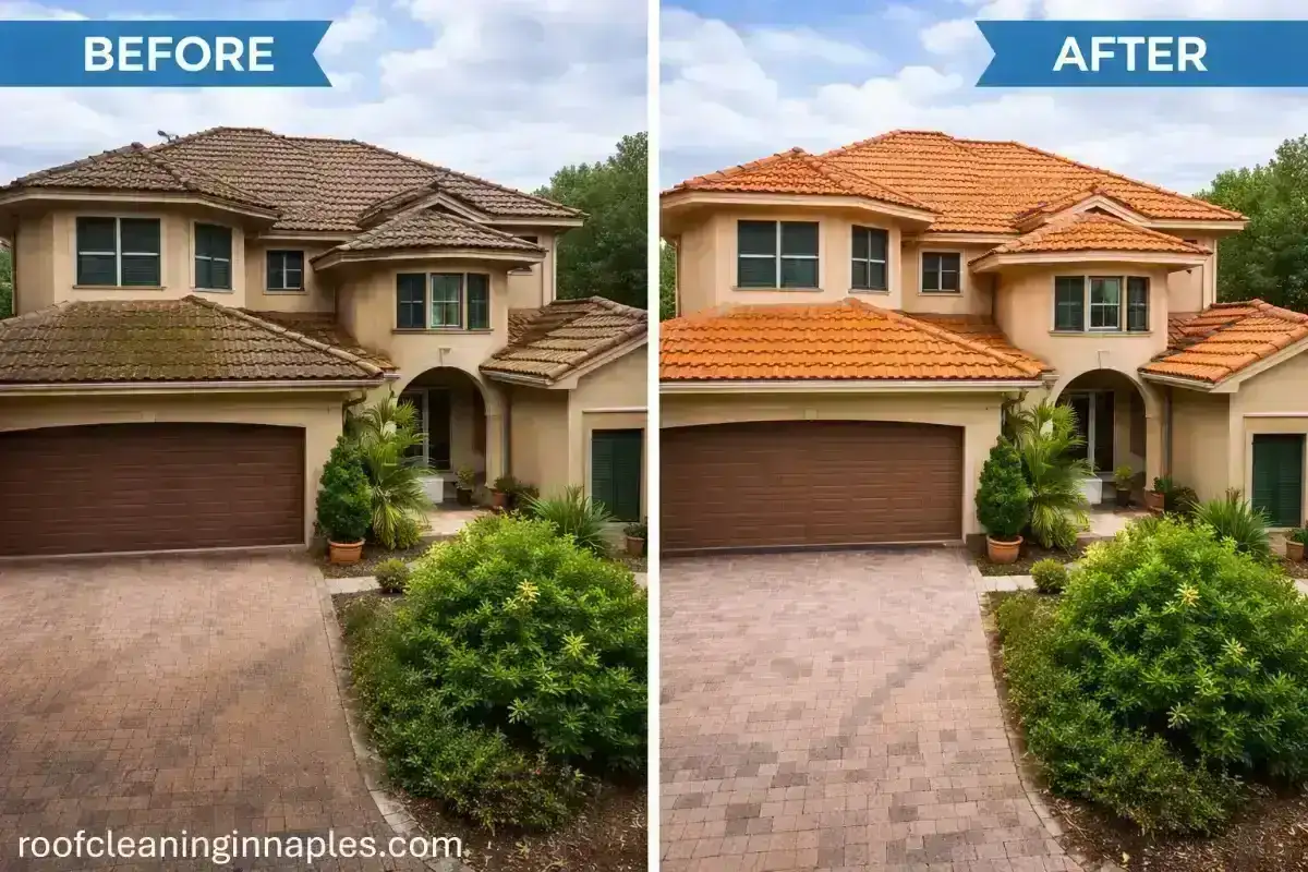 Roof restoration transformation in a Naples FL home